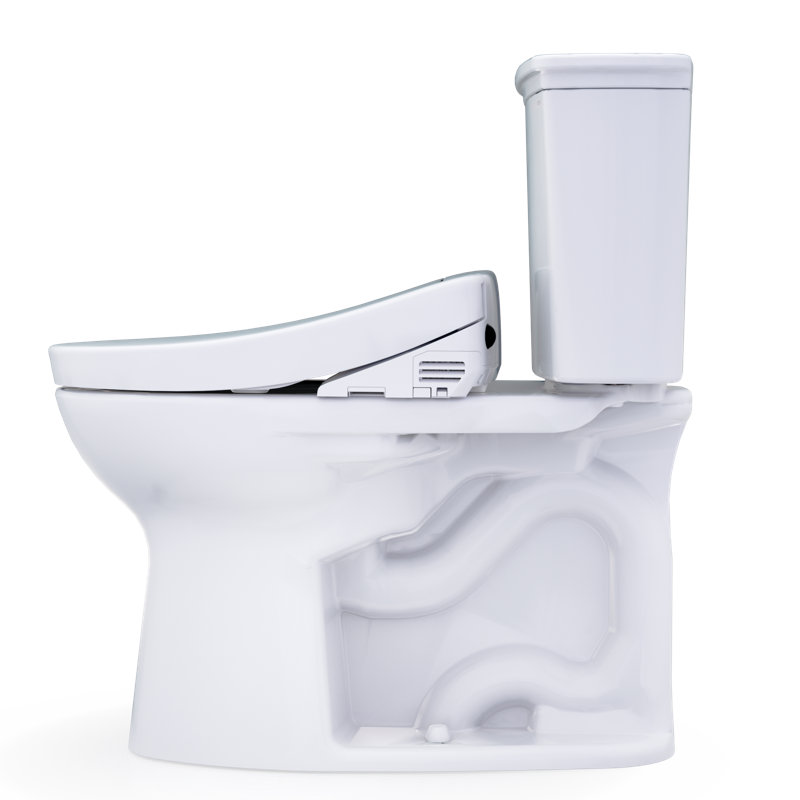 TOTO® Drake® Transitional WASHLET®+ Two-Piece Elongated 1.28 GPF Universal Height TORNADO FLUSH® Toilet with S5 Bidet Seat, Cotton White - MW7863446CEFG#01