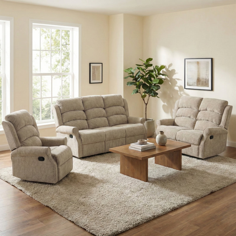 Constantino 2 Seater Reclining Loveseat, Beige