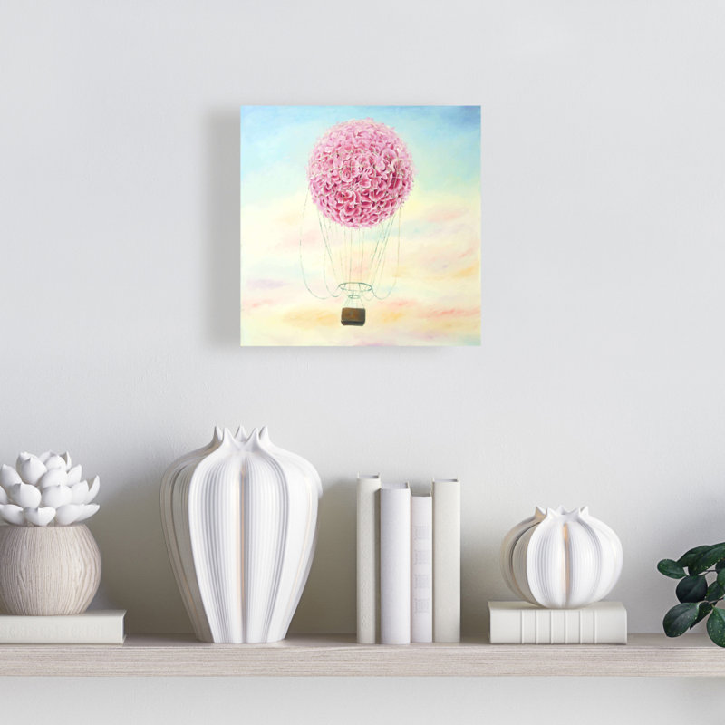 Blue Floral Hot Air Balloon Canvas | Hydrangea Home Decor