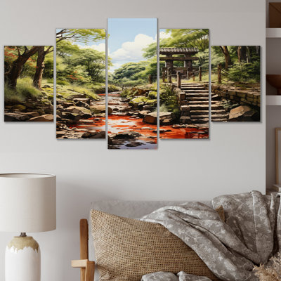 «Japon Art Torii Gate», impression d'art mural japonais - 5 panneaux