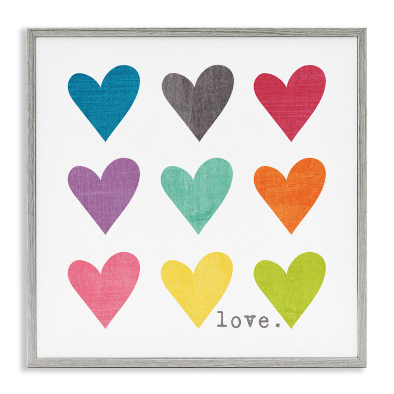 Aquarelle, cœurs mignons, amour, H 24 po x l 24 po, Estampe numérique Farmhouse