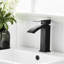Robinet de salle de bain contemporain noir, robinet de lavabo monotrou monté sur le comptoir avec poignée et garniture latérale en céramique forme géométrique moderne
