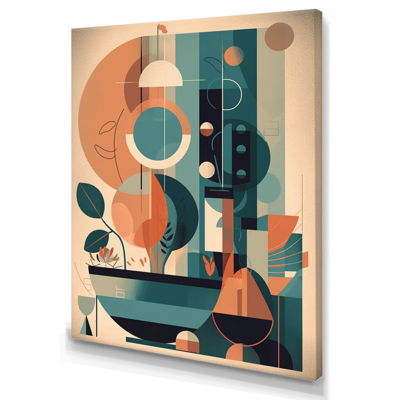 Impression sur toile encadrée orange et verte Mid Century Momentum II, H 20 po x l 12 po x P 1 po, Toile tendue