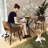 Harjovan 3 pieces Modern Dining Set Round Table, 2 Upholstered Chairs for Small Spaces Dining Room breakfast nook-1676160707