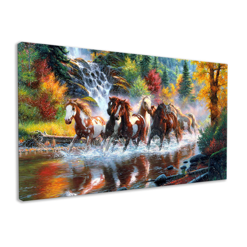 Seven Horses Running Wild - Wrapped Canvas Print, 76cm H x 127cm W