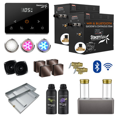 Black Series 24KW Steam Bath Generator With Wireless Remote, BLUETOOTH, WIFI, And Dual Aroma Pump In Oil Rubbed Bronze