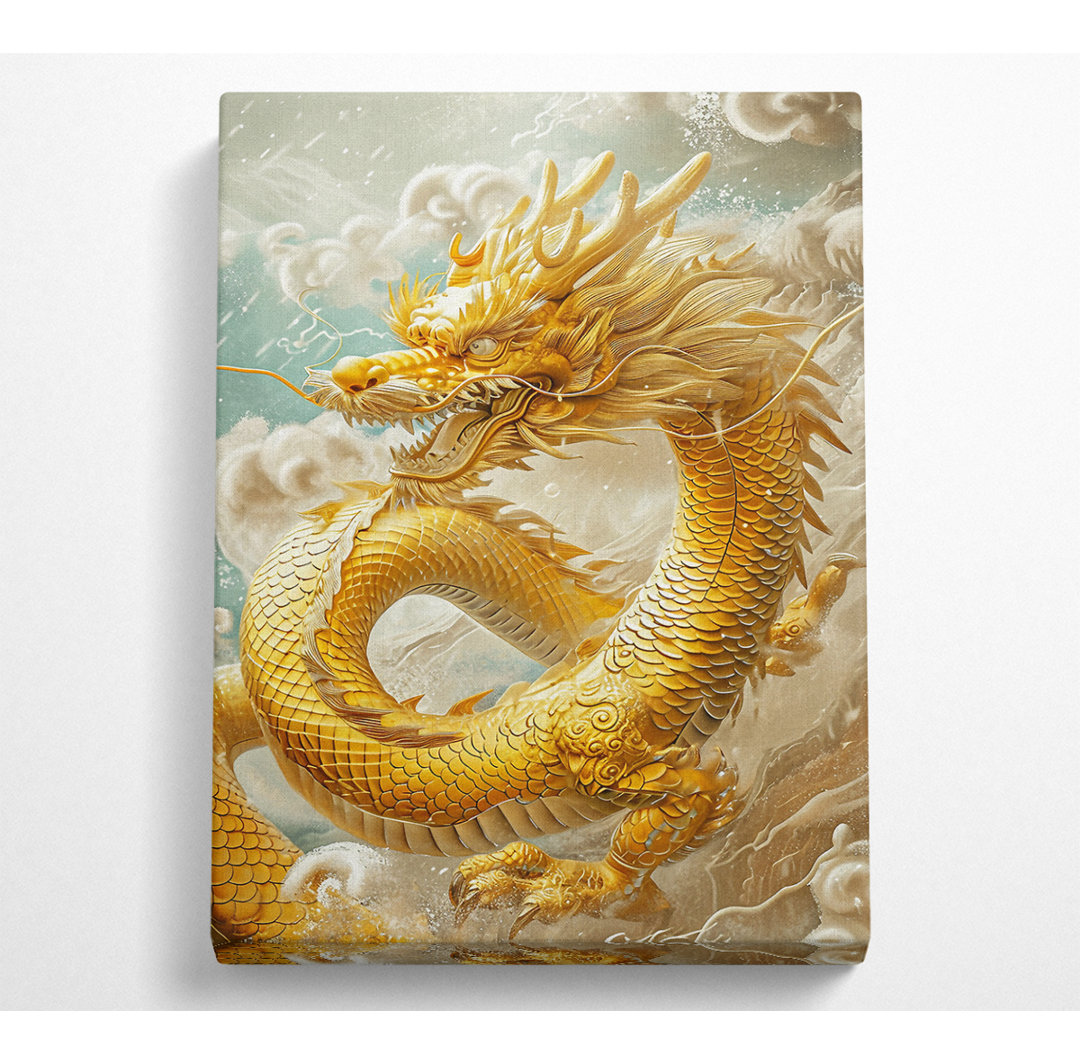 Golden Dragon Clouds - Einzelner Bilderrahmen Kunstdrucke auf Leinwand