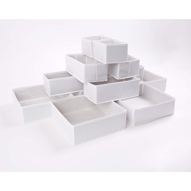 12Pcs Large Drawer Organizers Bedroom Wardrobe Organizer, White