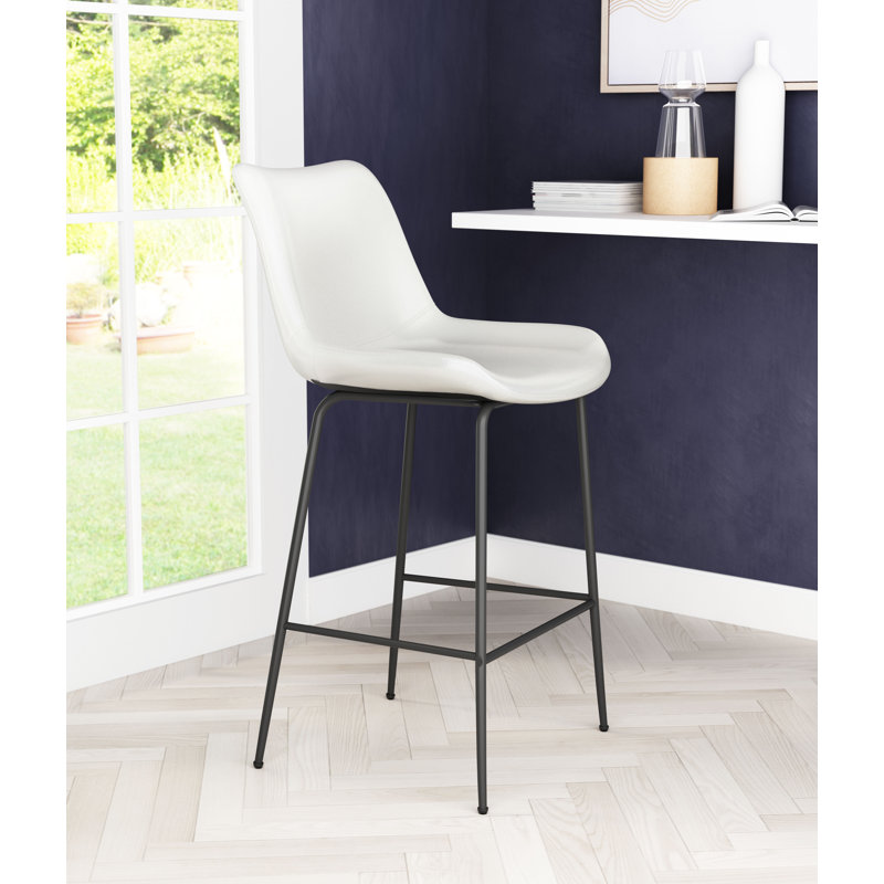 Tabouret de bar Byron blanc, Blanc / Blanc, Tabouret de comptoir (siège d'une hauteur de 26,4