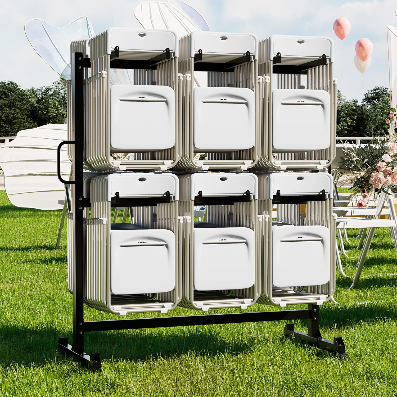 Panel Dolly Storage Rack AECOJOY Folding Chair Dolly Storage Rack With Swivel Wheels | Wayfair