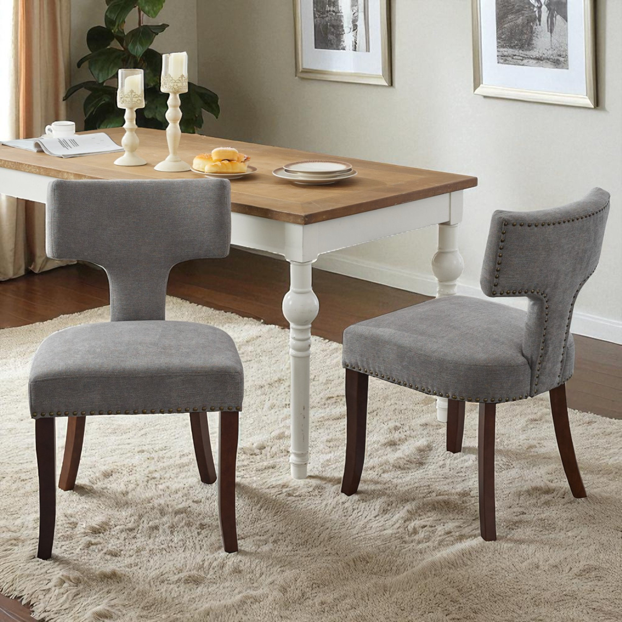 Gracie Oaks Inelda Mid Century Upholstered Dining Chairs Side Chairs ...