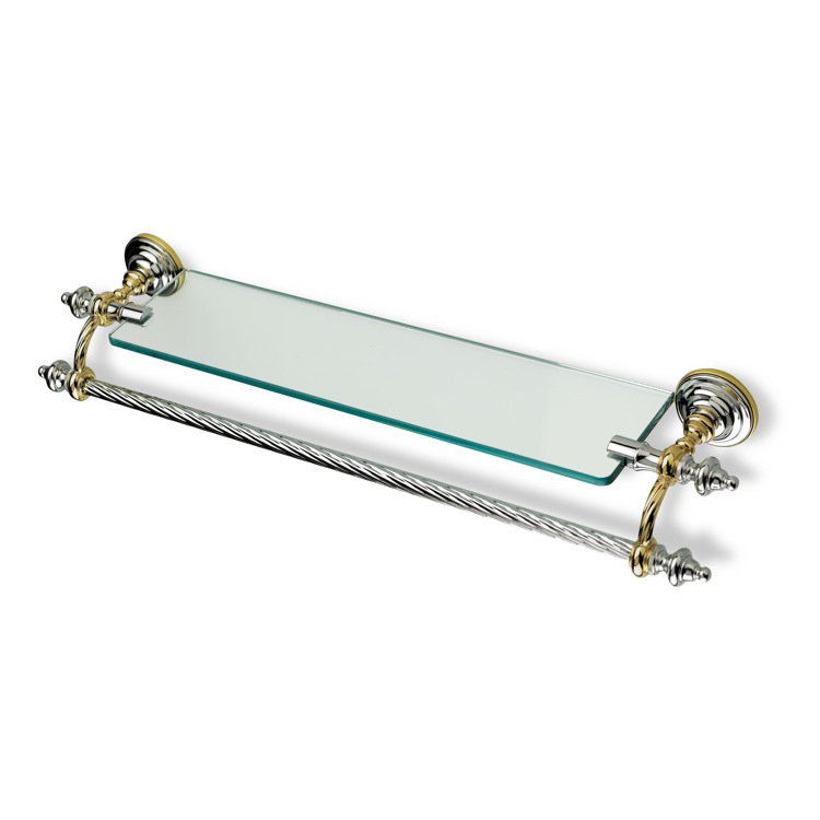 Giunone Bracket Shelf with Towel Bar, Chrome and Gold