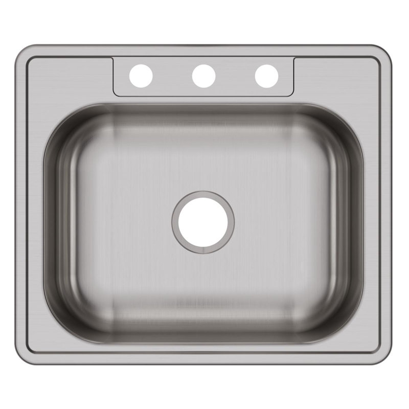 Évier de cuisine encastrable L 25 po x l 21 po Dayton, 3 trous, Acier inoxydable