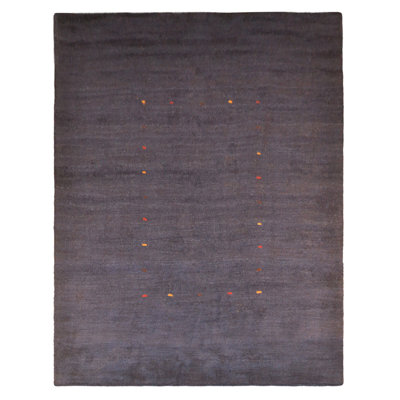 Tapis en soie noué à la main style contemporain 5 pi x 8 pi bleu marine LSM105