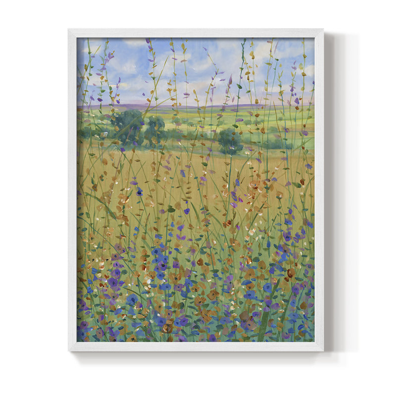 Wildflower Path I, reproduction encadrée - bois massif, Blanc, H 14 po x l 11 po