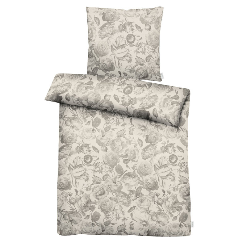 Lela Floral Duvet Cover Set with Pillowcases Included, Beige, 140 x 200 cm - 1 Pillowcase (80 x 80 cm)