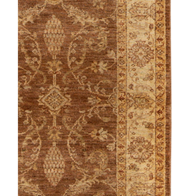Tapis beige / brun de haute qualité noué à la main