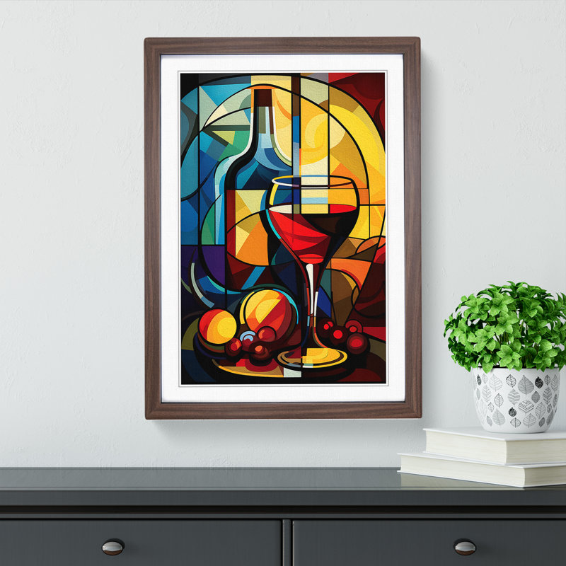 Wine Constructivism Art - Framed Print, Walnut, 34cm H x 25cm W x 2cm D