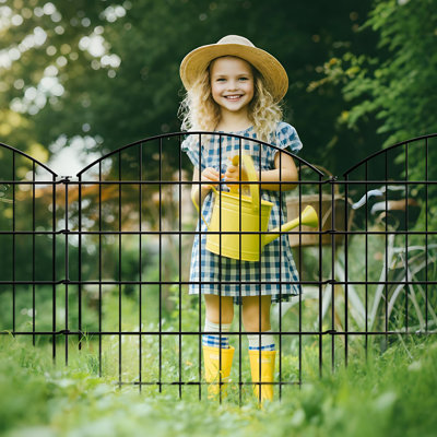 Clôture de jardin décorative H 32 po x l 28 po pour l'intimité, 5 panneaux, longueur totale de 11,5 pi, clôture pour chien en métal antirouille pour les cours, les patios et les parterres de fleurs
