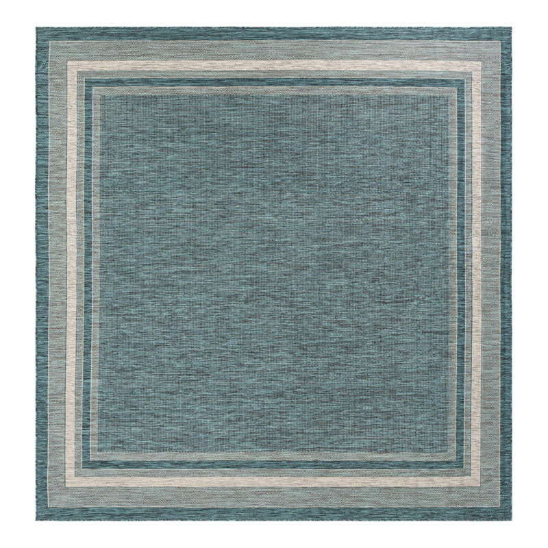Sevil Teal/Beige/Gray Indoor / Outdoor Rug, Square 10'