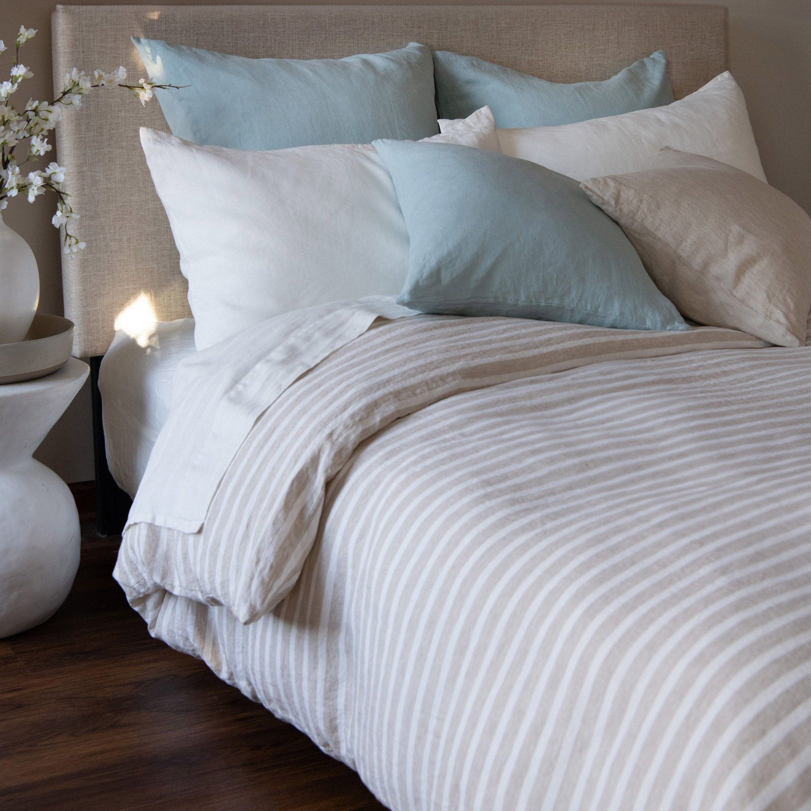 100% French Linen Pillow Sham, Square 20", Wave, Pillow Cover Only - No Insert