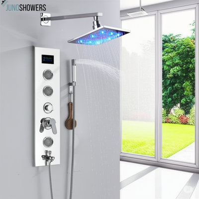 Matte Finish Stainless Steel Shower System with Thermostatic Valve and Adjustable Handheld Spray