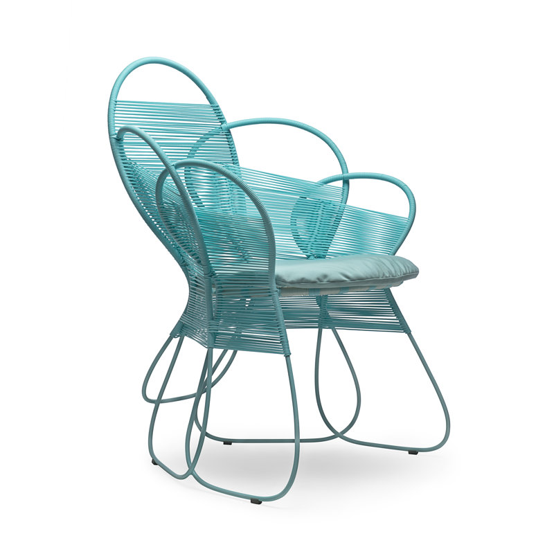 Trame Outdoor Dining Armchair, Canvas Glacier, Faery Blue