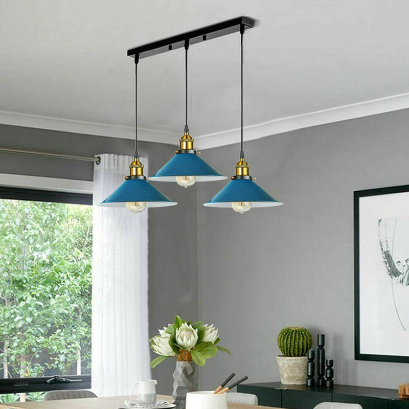 Latshaw 3-Light Kitchen Island Cone Pendant, Blue