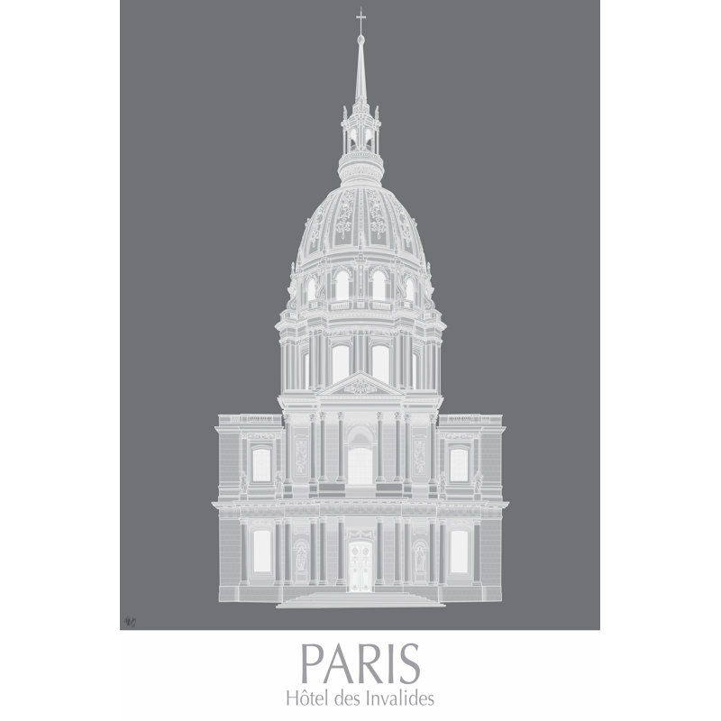 Paris Les Invalides Monochrome - Wrapped Canvas Print, 46cm H x 30cm W