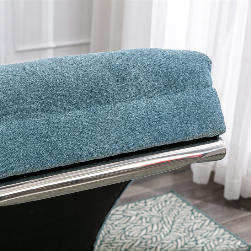 Méridienne moderne en lin, longue chaise longue pour bureau ou salon, Polyester bleu, Blue