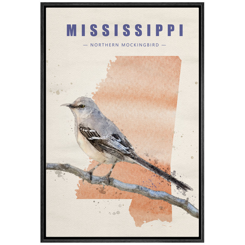 Oiseau moqueur gris du nord IDÉE4WALL Mississippi, H 36 po x l 24 po x P 1,5 po, Noir