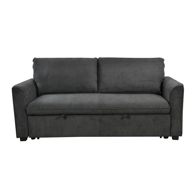 Versatile Sofa Bed With Adjustable Backrest And Space-Saving Pull-Out Feature, Dark Grey