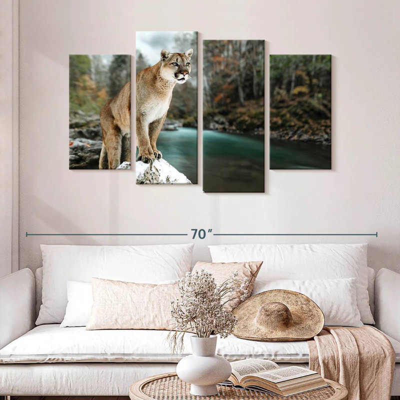 Brampt Cougar By The River, 32" H x 52" W