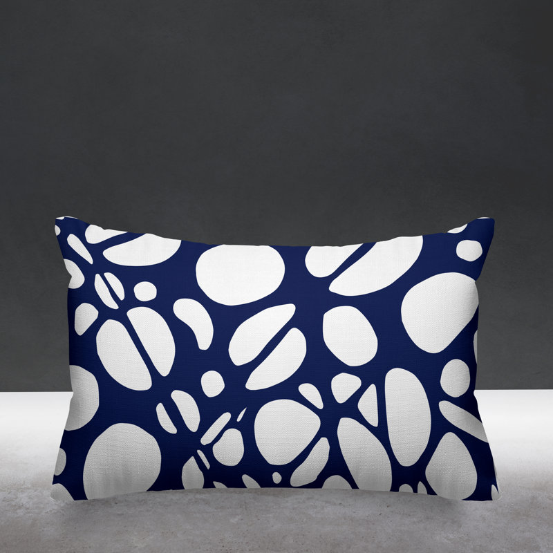 Housse de coussin rectangulaire pour l'extérieur Tribal, Bleu marine