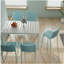 Summer - Fauteuil empilable moderne en plastique 4 pièces pour l'intérieur et l'extérieur - Dossier ergonomique à lattes, matériau PP toutes saisons, bleu ciel clair - patio, balcon, café