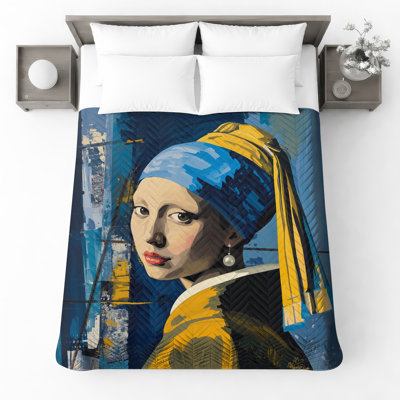 Couvre-lit matelassé fille avec boucles d'oreilles perle toutes tailles