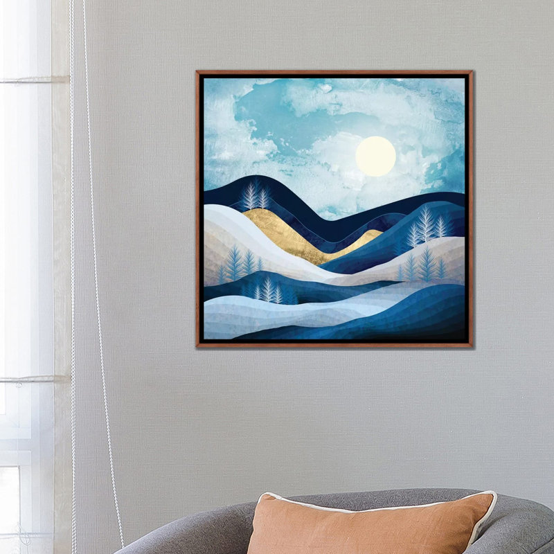 Moonlit Hills - impression d'art graphique, H 26 po x l 26 po x P 1,5 po, Pas de tapis