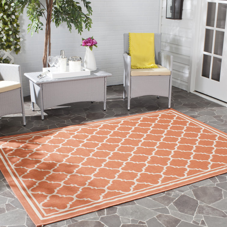 Herefordshire Indoor/Outdoor Hooked Terracotta/Bone Rug