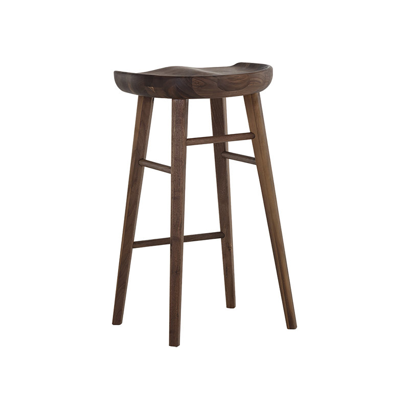 Dominic Upholstered Stool, Counter Stool (26.5" Seat Height), Walnut