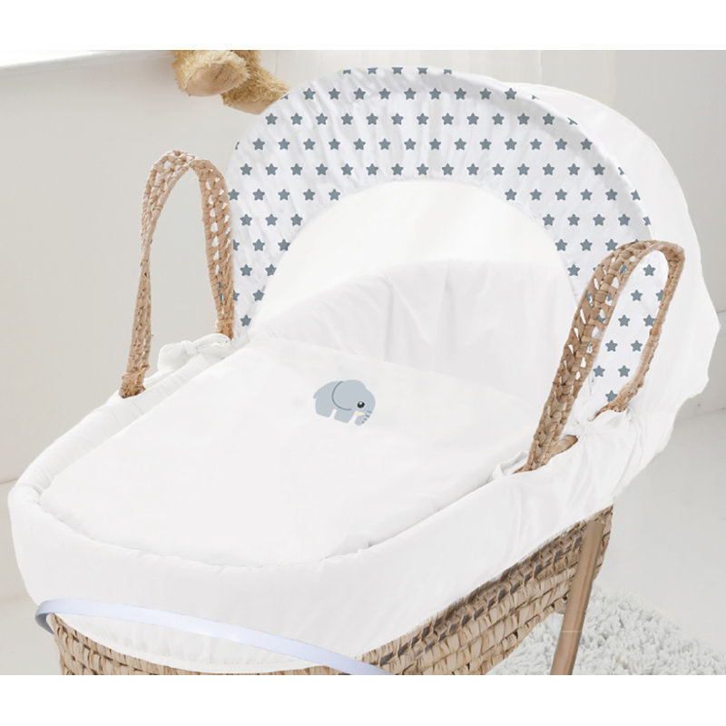 Print Cotton Blend Moses Basket Bedding Set