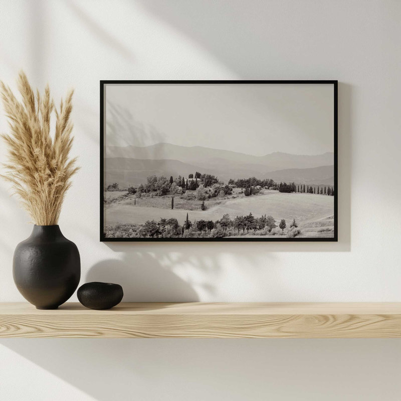 «Tuscan Hills II» par Deborah Revell, reproduction d'art, H 25,5 po x l 37,5 po, Tan, Framed Print