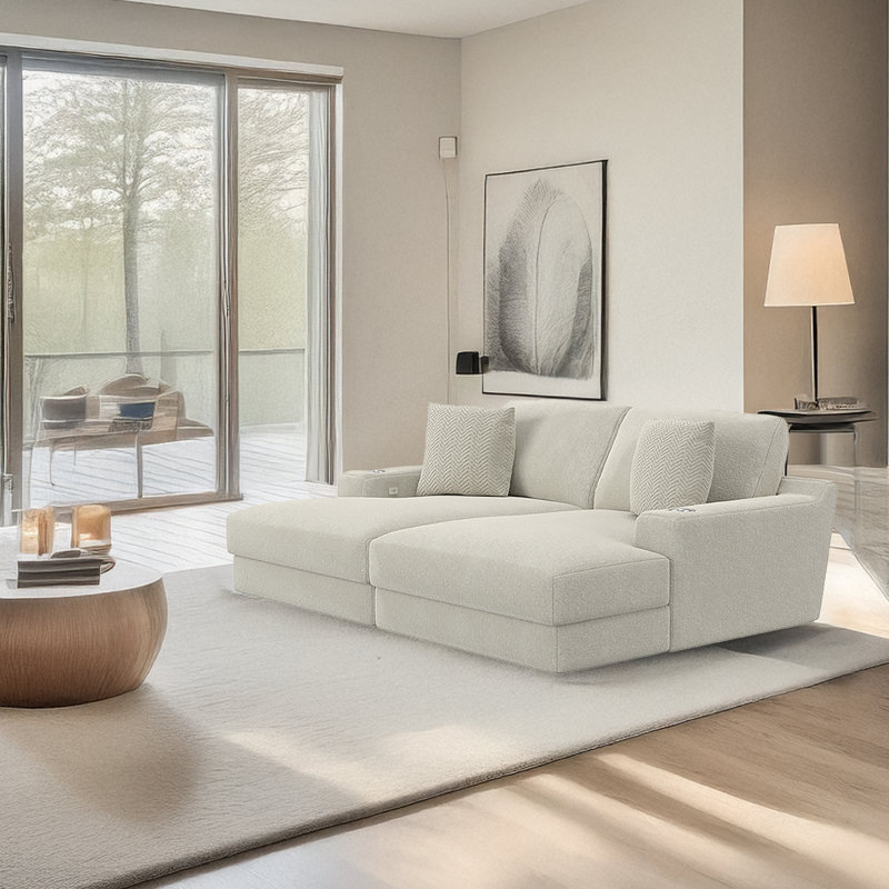  Canapé modulaire rembourré Choni, Mélange de polyester blanc