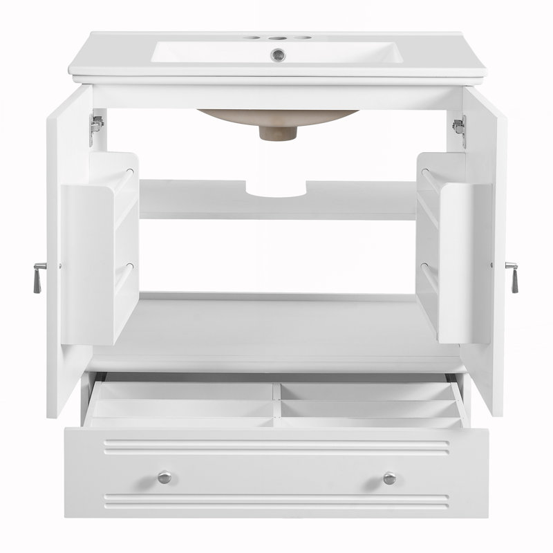 Bathroom Sink Cabinet With Adjustable Shelf, White