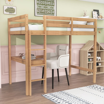 Twin Loft Bed With Safety Guardrail And Desk by Harriet Bee