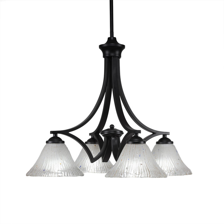 Zilo 4 Light Downlight Chandelier Shown In Graphite Finish With 7” Frosted Crystal Glass