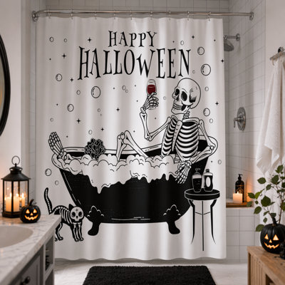Halloween Shower Curtains with 12pcs Hooks 72"X72"