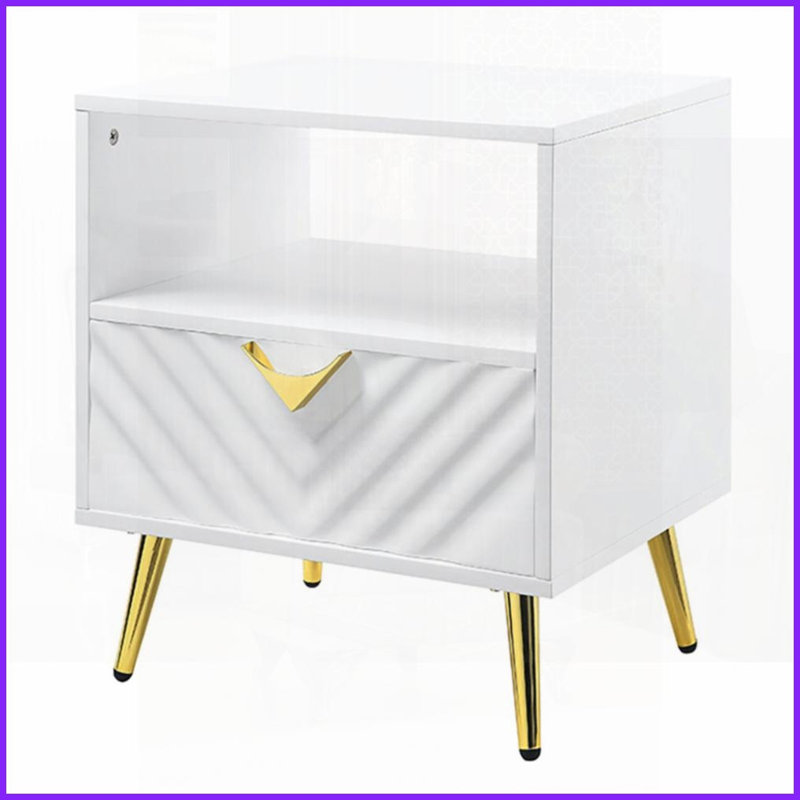 Table basse blanche brillante avec tiroir & amp; Tablette ouverte - rangement polyvalent, fonctionnement en douceur des tiroirs, style moderne