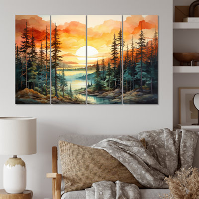 Pine Tree Sunset Glow II 4 pièces