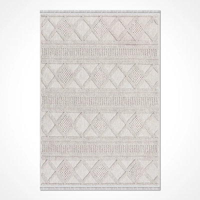 Tapis en polypropylène beige antidérapant Seldon, résistant aux taches et facile à nettoyer