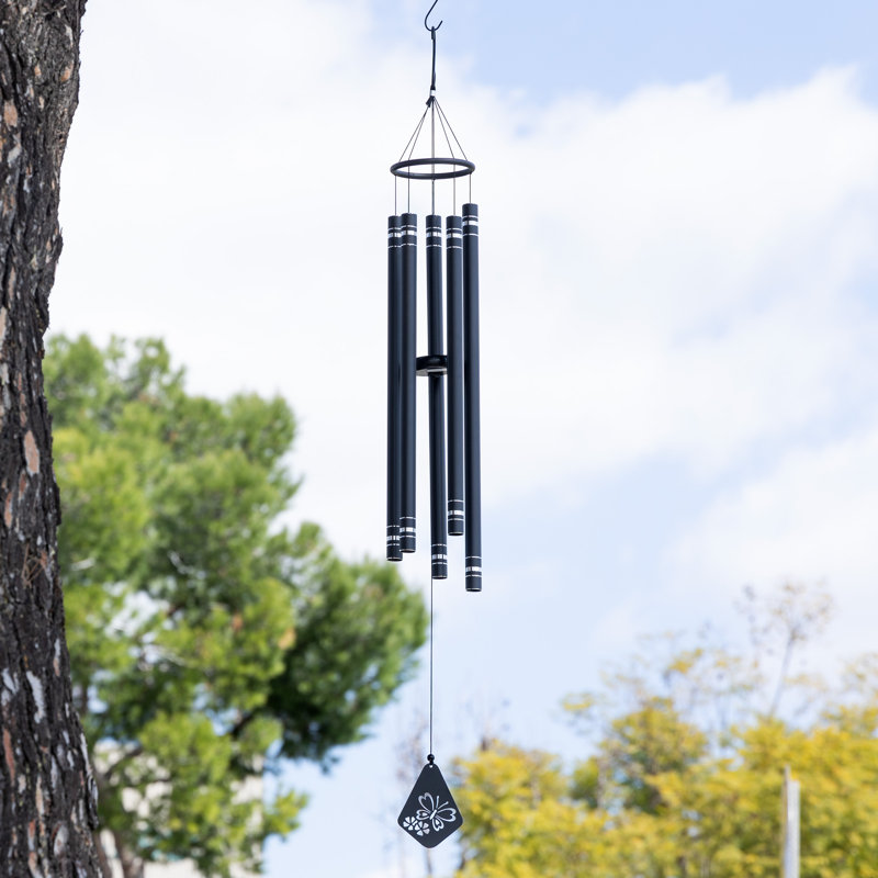 Carillon en métal 51 po avec attrape-vent papillon H 51 po